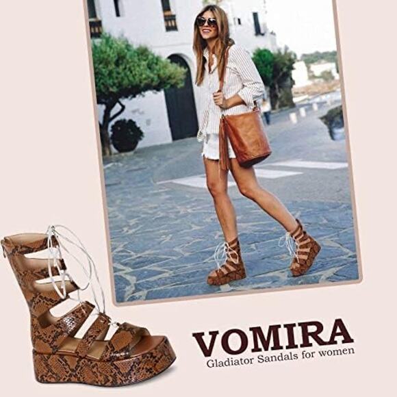 Women Summer Platform Sandals Open Toe Lace-up Cutout Gladiator Size 8 - Picture 3 of 13